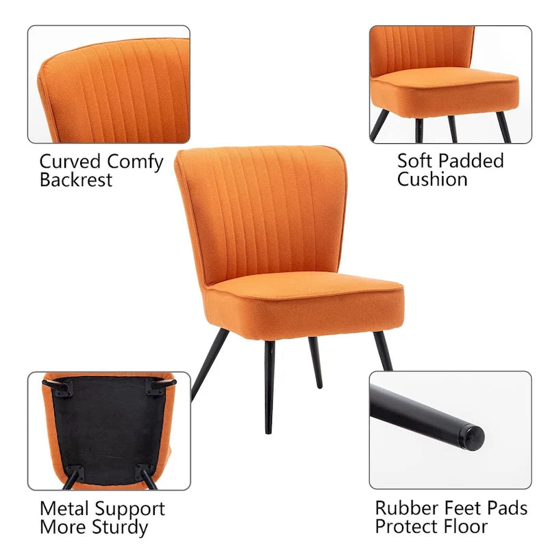 Ensemble de 2 chaises d'appoint sans accoudoirs, chaises de salon, chaises d'appoint modernes pour chambre à coucher