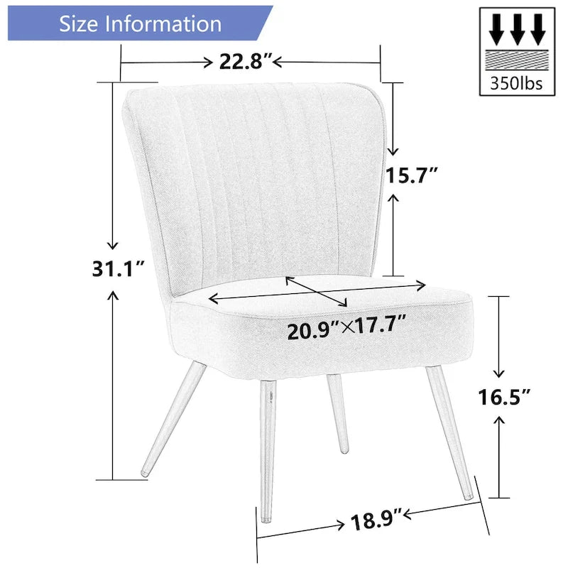 Ensemble de 2 chaises d'appoint sans accoudoirs, chaises de salon, chaises d'appoint modernes pour chambre à coucher