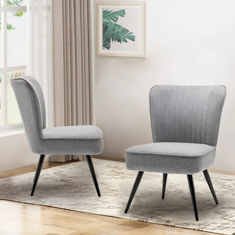 Ensemble de 2 chaises d'appoint sans accoudoirs, chaises de salon, chaises d'appoint modernes pour chambre à coucher