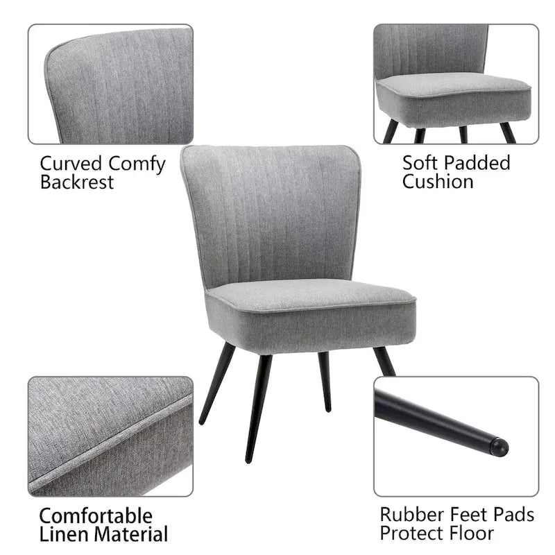 Ensemble de 2 chaises d'appoint sans accoudoirs, chaises de salon, chaises d'appoint modernes pour chambre à coucher