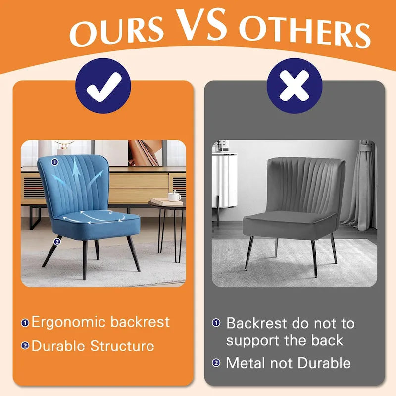 Ensemble de 2 chaises d'appoint sans accoudoirs, chaises de salon, chaises d'appoint modernes pour chambre à coucher