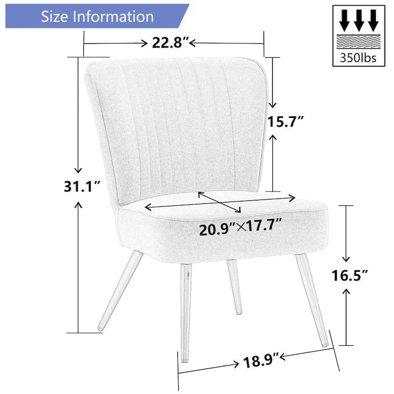 Ensemble de 2 chaises d'appoint sans accoudoirs, chaises de salon, chaises d'appoint modernes pour chambre à coucher