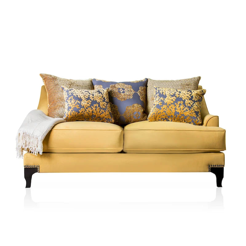 Causeuse contemporaine en tissu rembourré à clous décoratifs