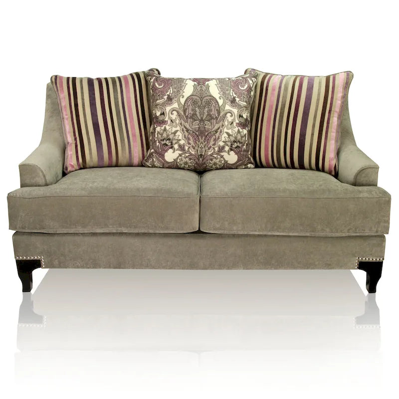 Causeuse contemporaine en tissu rembourré à clous décoratifs