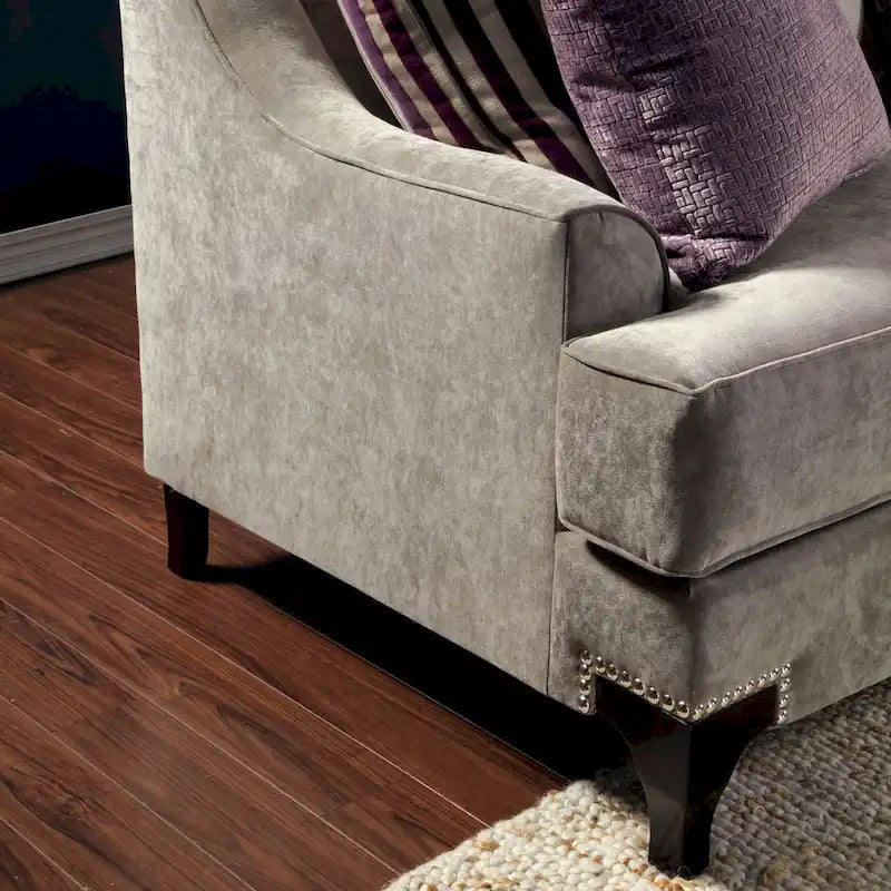 Causeuse contemporaine en tissu rembourré à clous décoratifs