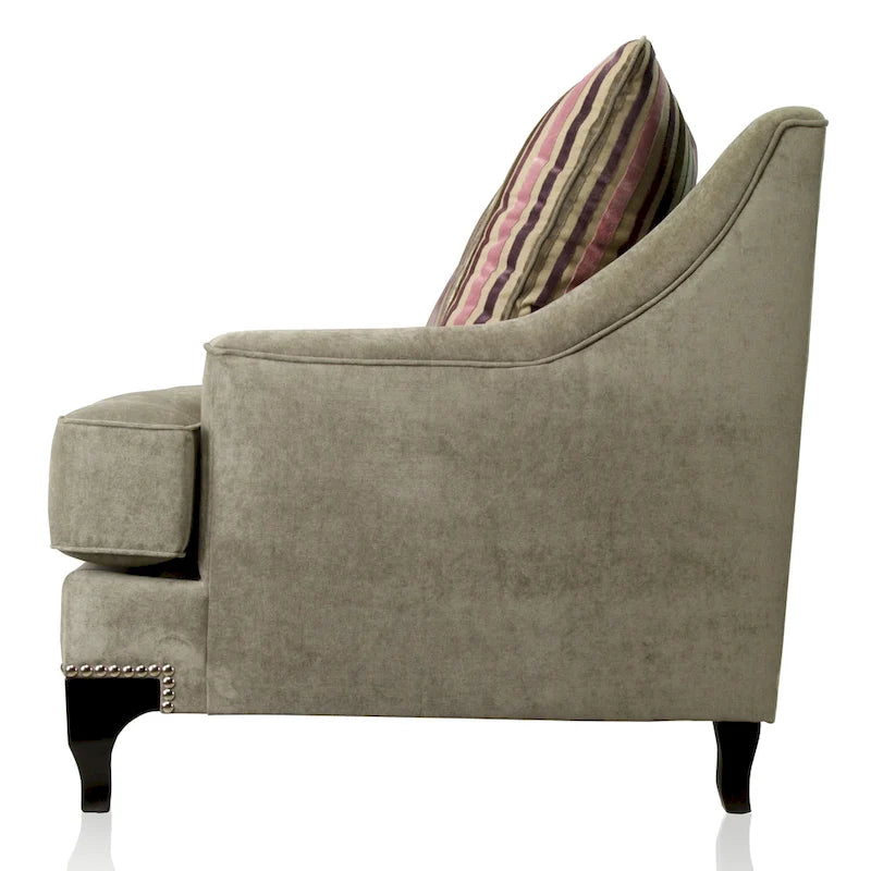 Causeuse contemporaine en tissu rembourré à clous décoratifs