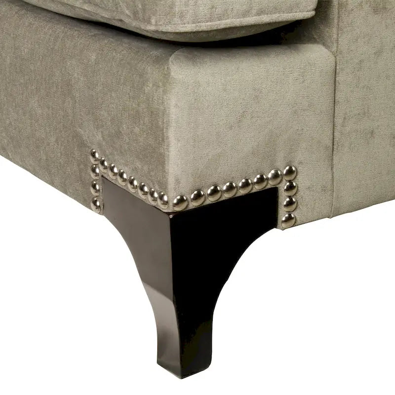 Causeuse contemporaine en tissu rembourré à clous décoratifs