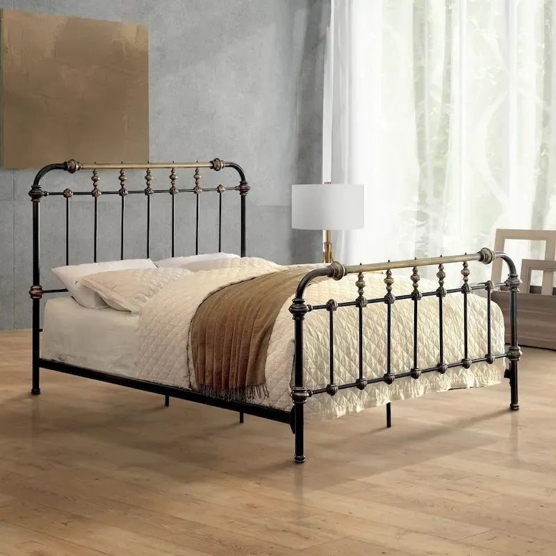 Furniture of America Pall Industial Black Metal Panel Bed