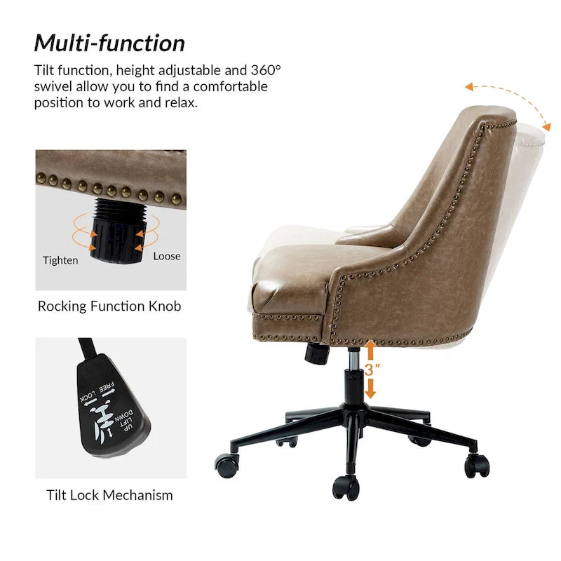 Chaise de bureau Sonia en similicuir moderne et réglable en hauteur