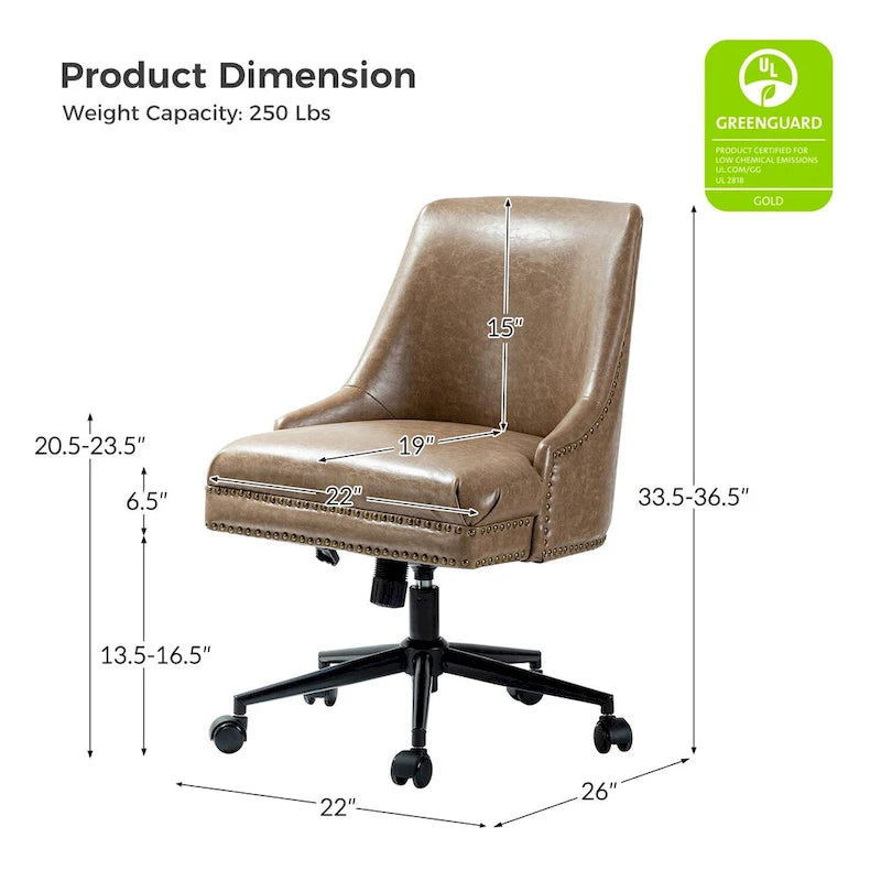 Chaise de bureau Sonia en similicuir moderne et réglable en hauteur