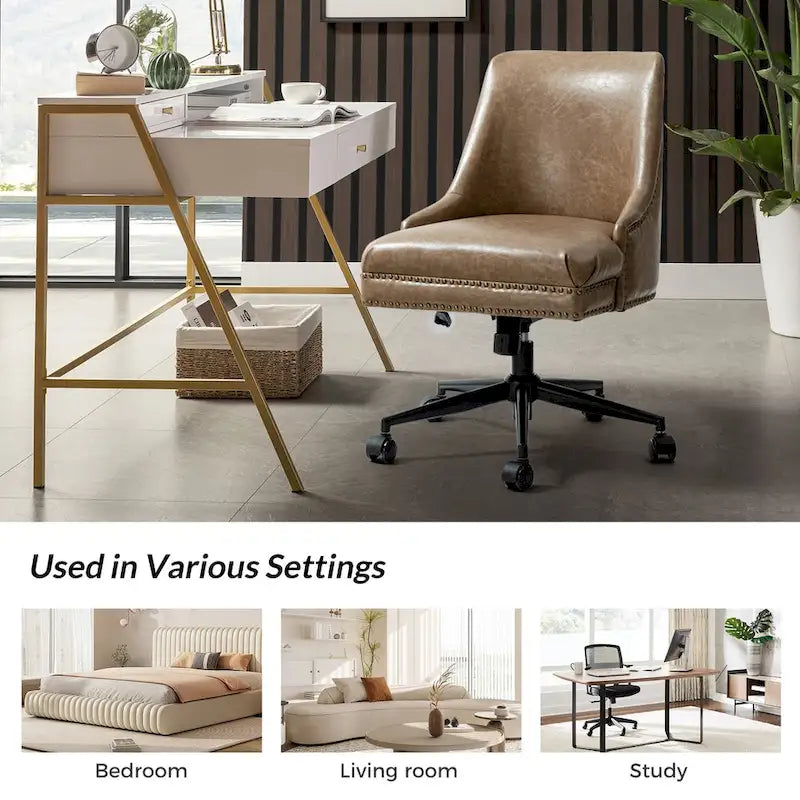 Chaise de bureau Sonia en similicuir moderne et réglable en hauteur