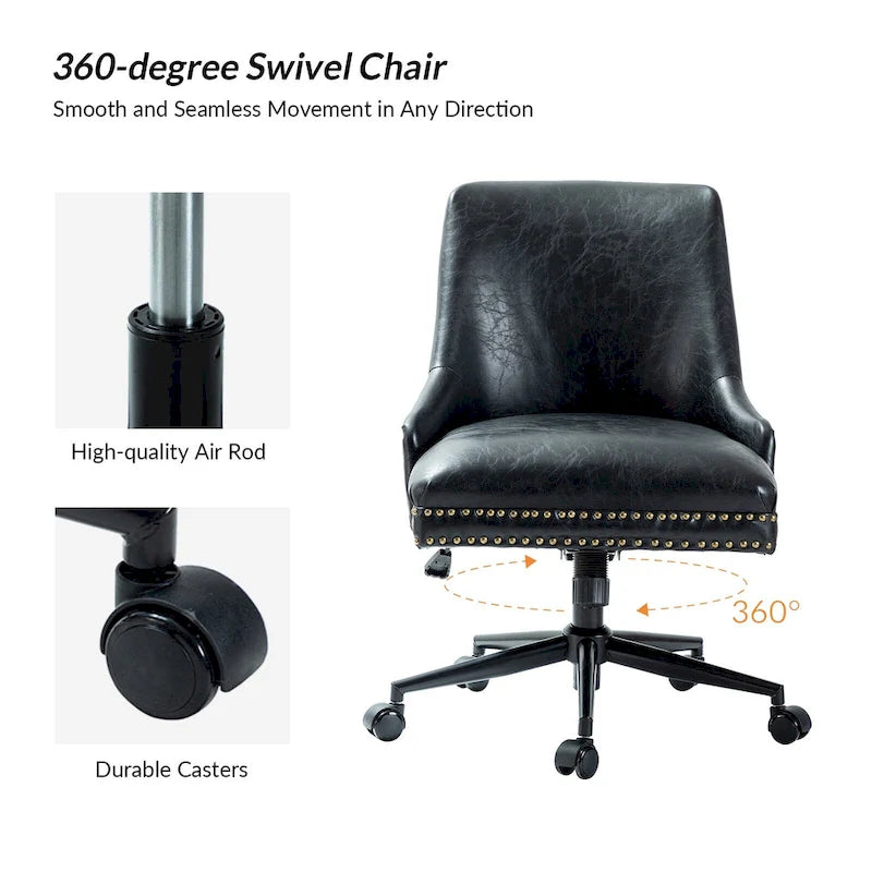 Chaise de bureau Sonia en similicuir moderne et réglable en hauteur