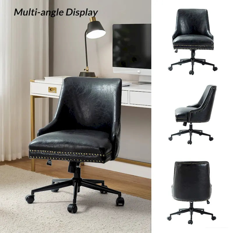 Chaise de bureau Sonia en similicuir moderne et réglable en hauteur