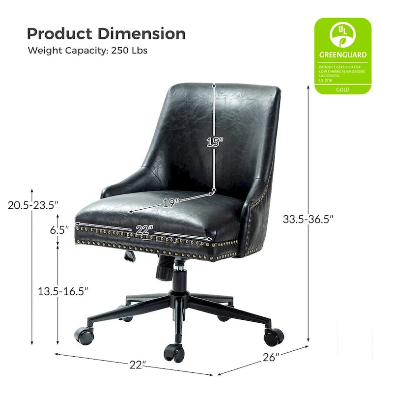 Chaise de bureau Sonia en similicuir moderne et réglable en hauteur