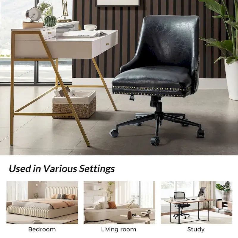 Chaise de bureau Sonia en similicuir moderne et réglable en hauteur