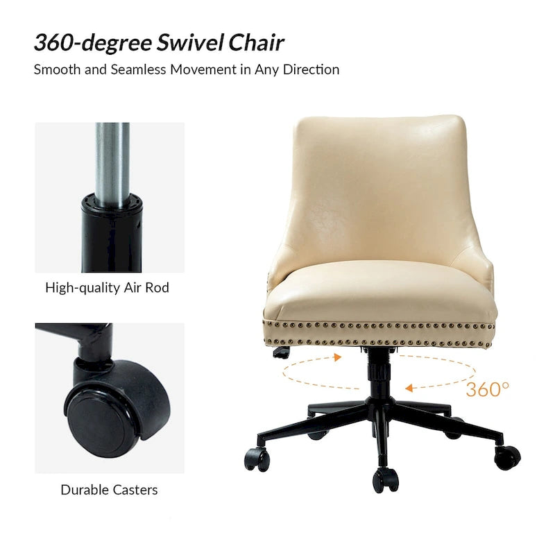 Chaise de bureau Sonia en similicuir moderne et réglable en hauteur