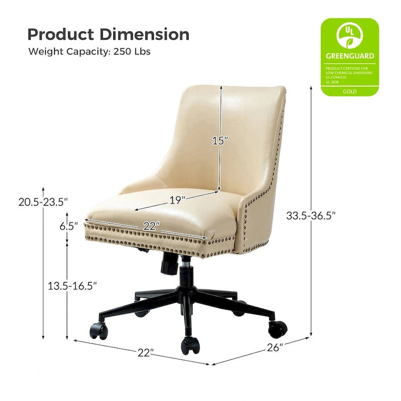 Chaise de bureau Sonia en similicuir moderne et réglable en hauteur