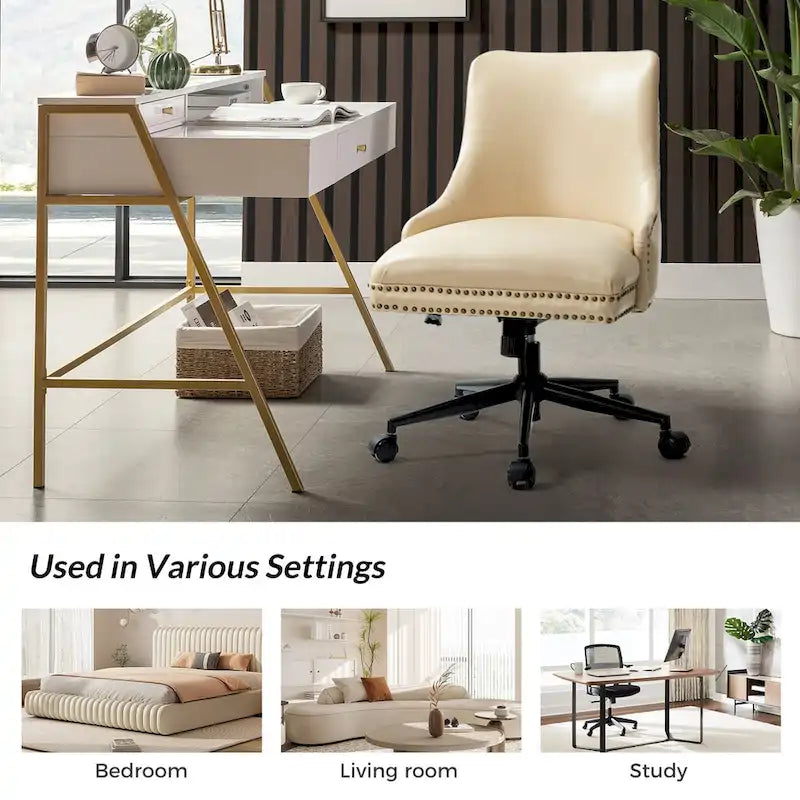 Chaise de bureau Sonia en similicuir moderne et réglable en hauteur