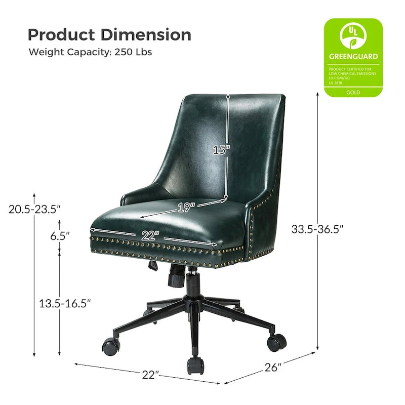 Chaise de bureau Sonia en similicuir moderne et réglable en hauteur