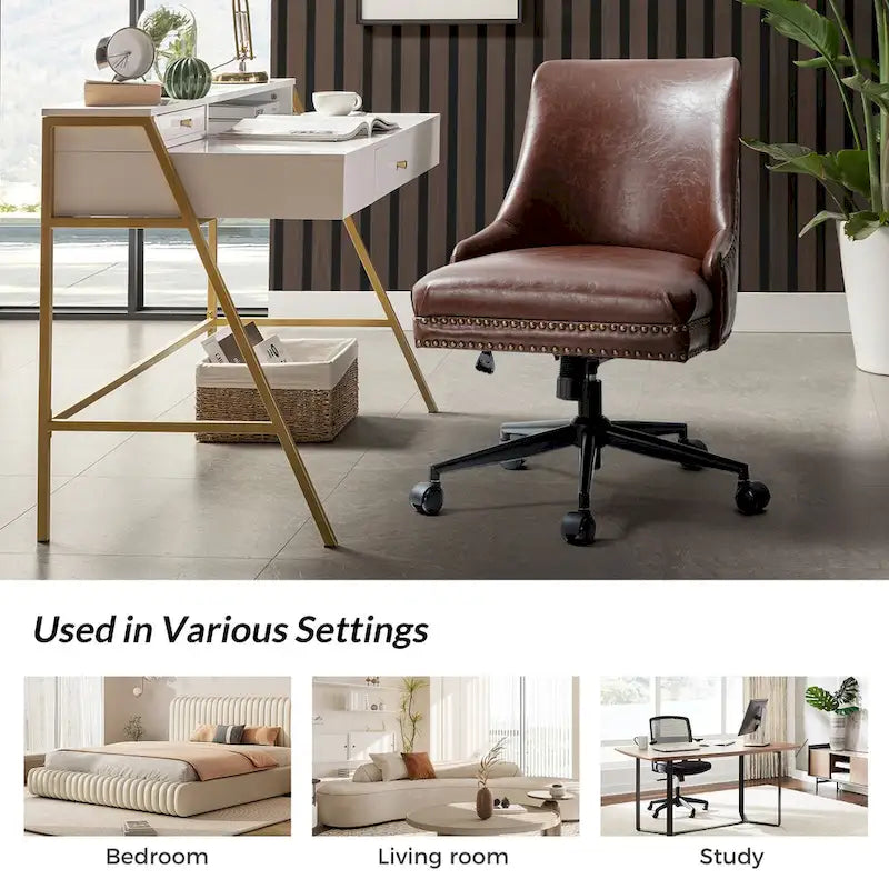 Chaise de bureau Sonia en similicuir moderne et réglable en hauteur