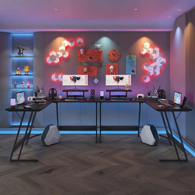 Bureau de jeu en forme de L Bureau d'angle pour ordinateur Bureau PC