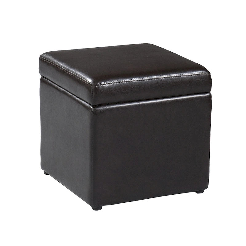 Table basse marron foncé et pouf de rangement – Ensemble