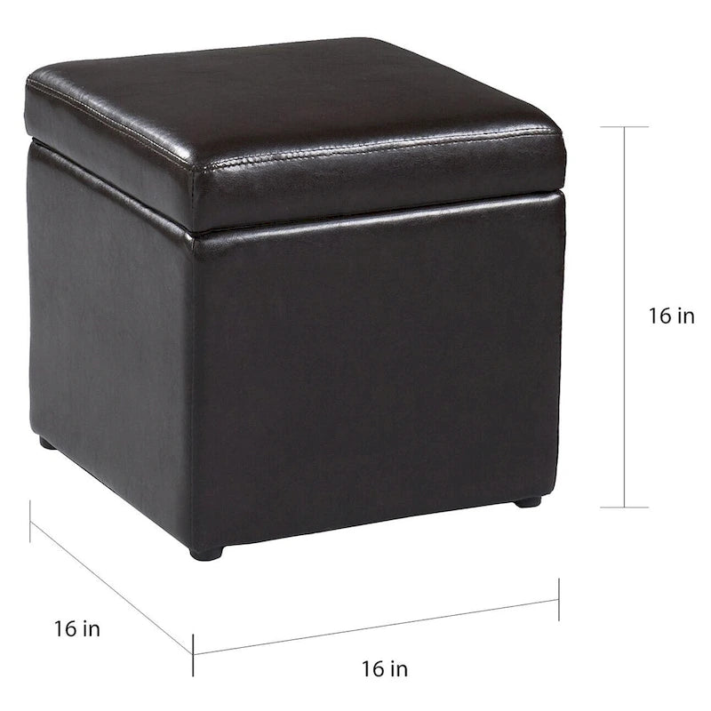 Table basse marron foncé et pouf de rangement – Ensemble