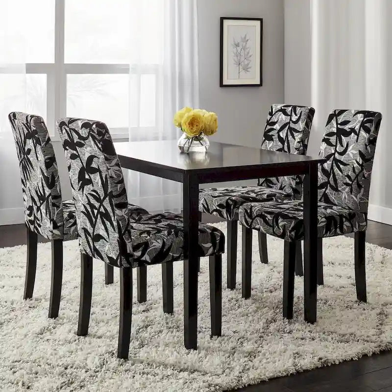 Simple Living Parson Black and Silver 5-Piece Dining Table and Chairs Set