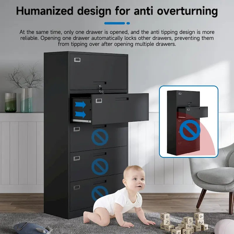 Classeur latéral en acier avec serrure