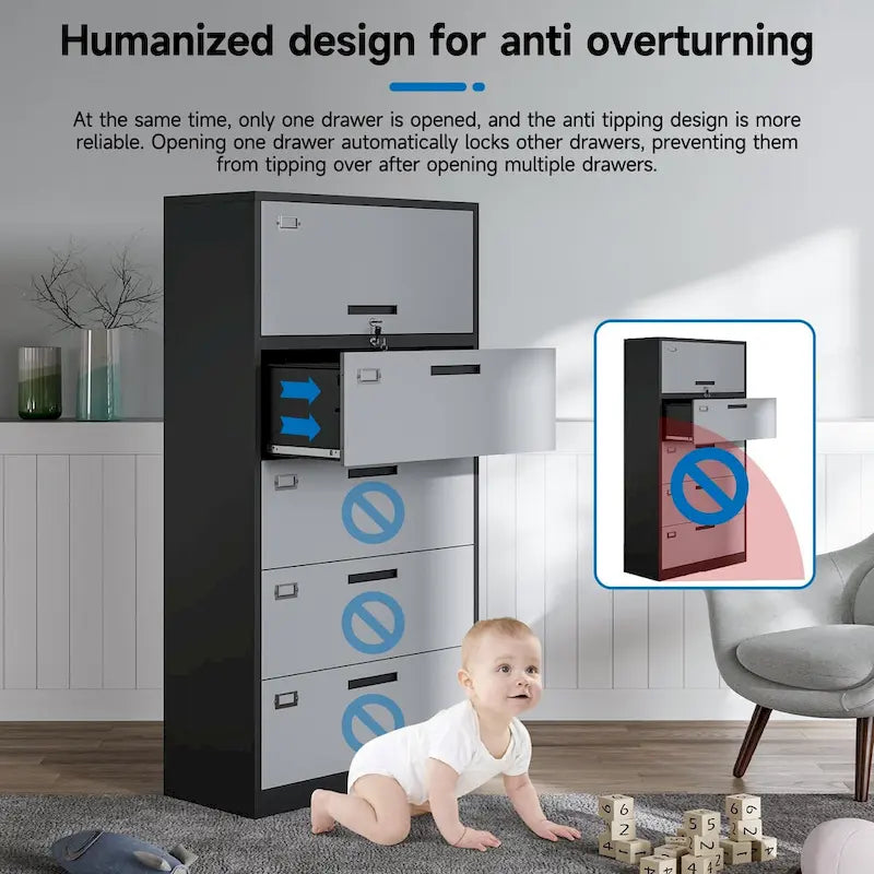 Classeur latéral en acier avec serrure