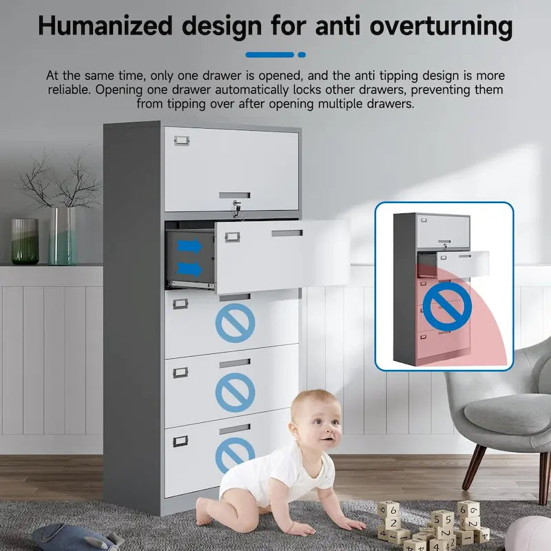 Classeur latéral en acier avec serrure