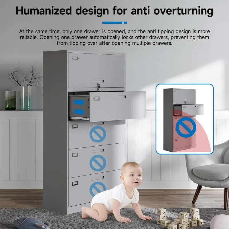 Classeur latéral en acier avec serrure