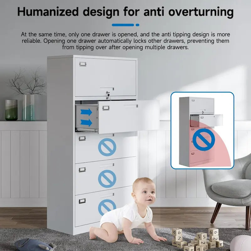 Classeur latéral en acier avec serrure