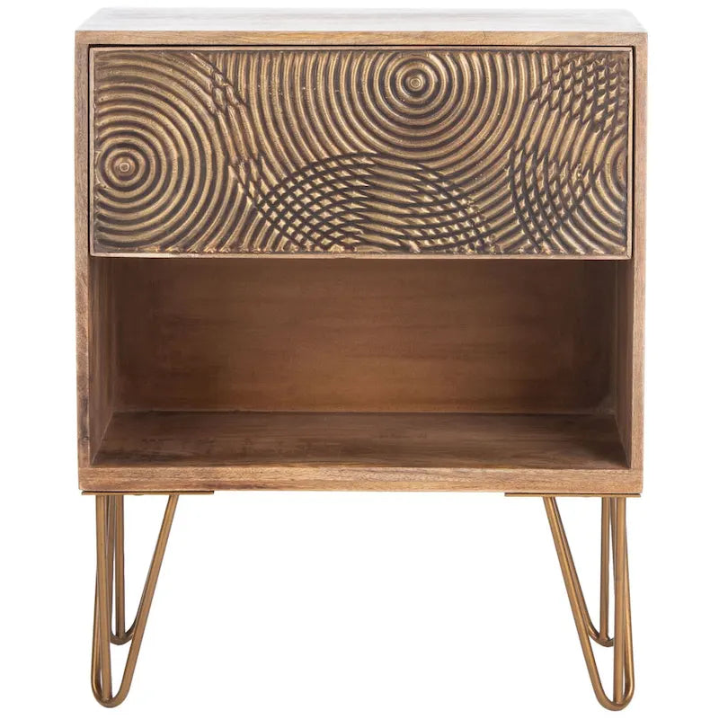 Table de chevet texturée à 1 tiroir Valentina