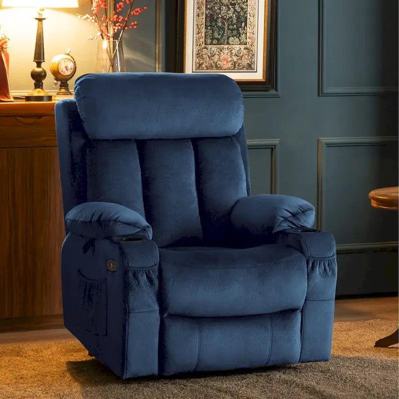 Grand fauteuil releveur inclinable avec repose-pieds étendu pour personnes âgées de grande taille et de forte corpulence, télécommande manuelle, porte-gobelets, tissu