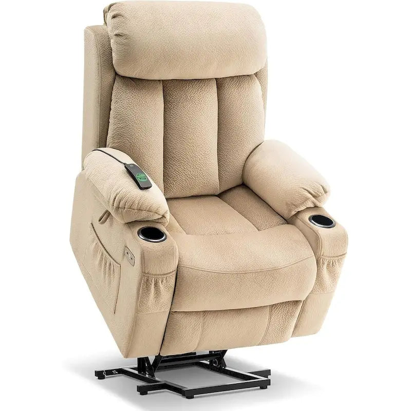 Grand fauteuil releveur inclinable avec repose-pieds étendu pour personnes âgées de grande taille et de forte corpulence, télécommande manuelle, porte-gobelets, tissu