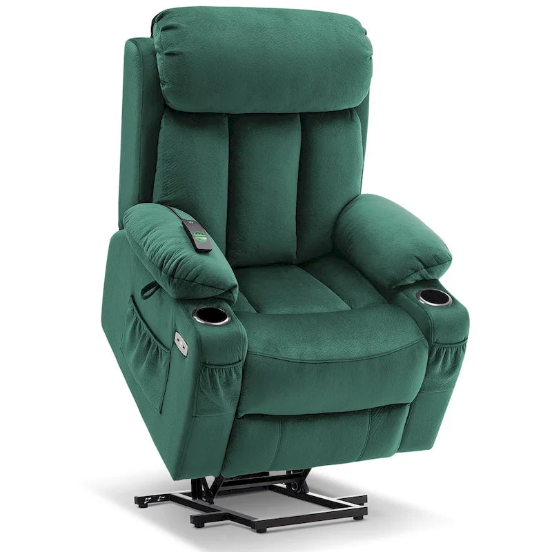 Grand fauteuil releveur inclinable avec repose-pieds étendu pour personnes âgées de grande taille et de forte corpulence, télécommande manuelle, porte-gobelets, tissu