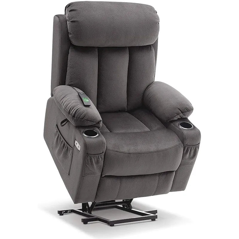 Grand fauteuil releveur inclinable avec repose-pieds étendu pour personnes âgées de grande taille et de forte corpulence, télécommande manuelle, porte-gobelets, tissu