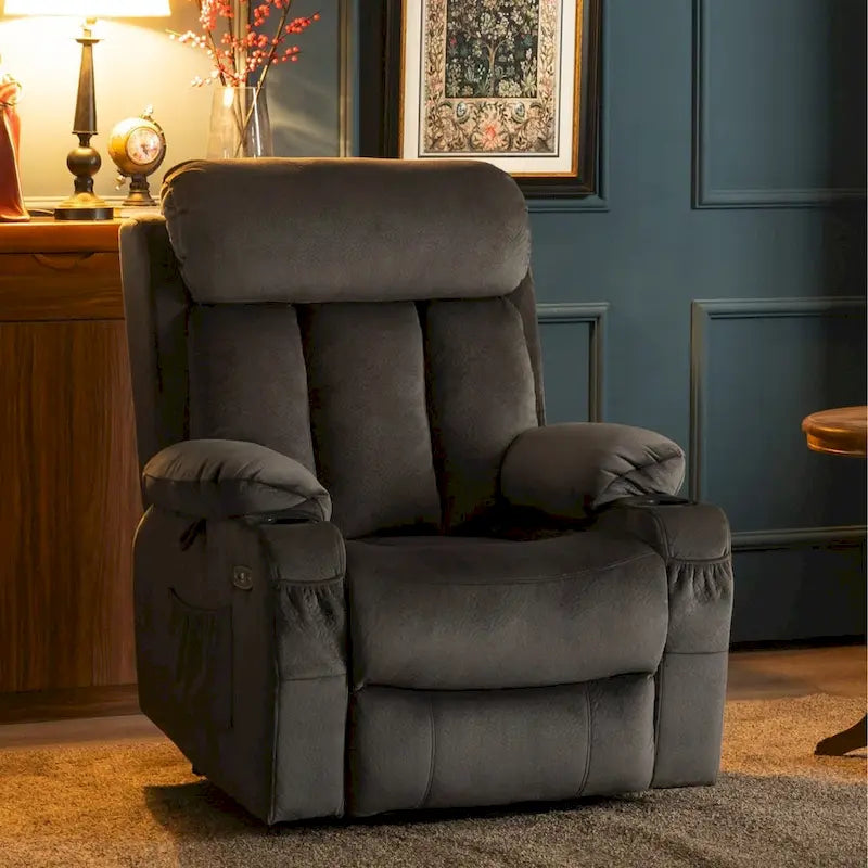 Grand fauteuil releveur inclinable avec repose-pieds étendu pour personnes âgées de grande taille et de forte corpulence, télécommande manuelle, porte-gobelets, tissu