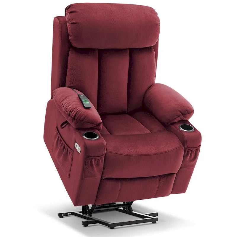 Grand fauteuil releveur inclinable avec repose-pieds étendu pour personnes âgées de grande taille et de forte corpulence, télécommande manuelle, porte-gobelets, tissu