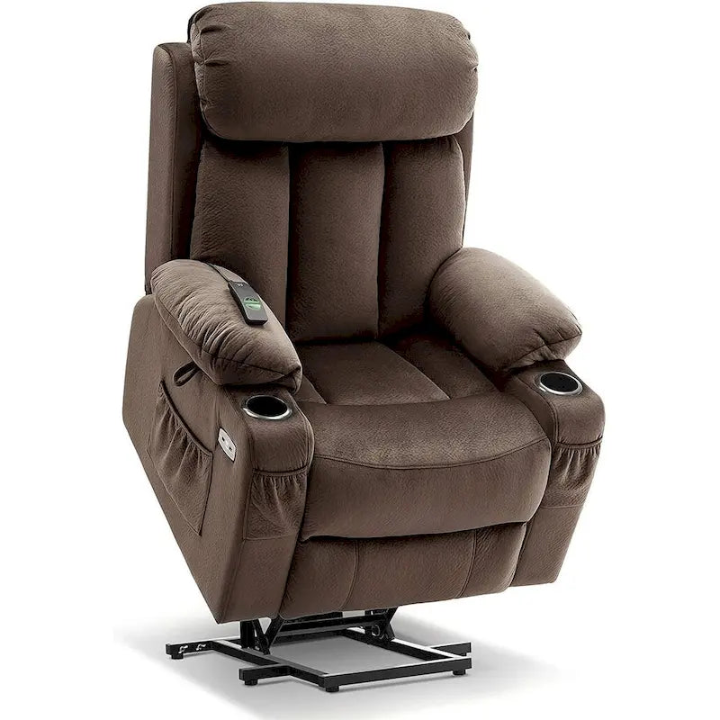 Grand fauteuil releveur inclinable avec repose-pieds étendu pour personnes âgées de grande taille et de forte corpulence, télécommande manuelle, porte-gobelets, tissu