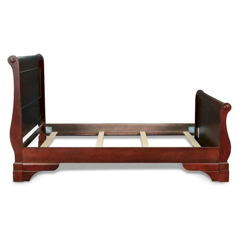 Lit King Size, Design Classique à Panneau Traîneau, Bois de Peuplier Brun Riche