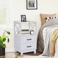 Royalcraft's 2-Drawer White Wooden Nightstands Storage Cabinet