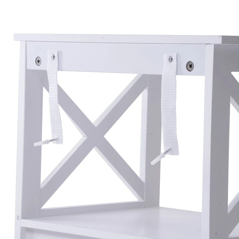 Table de chevet blanche en bois à 2 tiroirs avec rangement