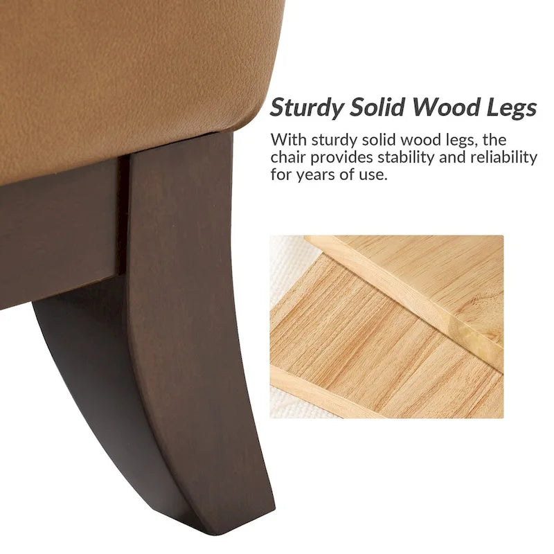 Fauteuil d'appoint traditionnel en cuir véritable Burt avec dossier à oreilles touffeté