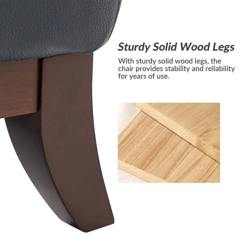 Fauteuil d'appoint traditionnel en cuir véritable Burt avec dossier à oreilles touffeté