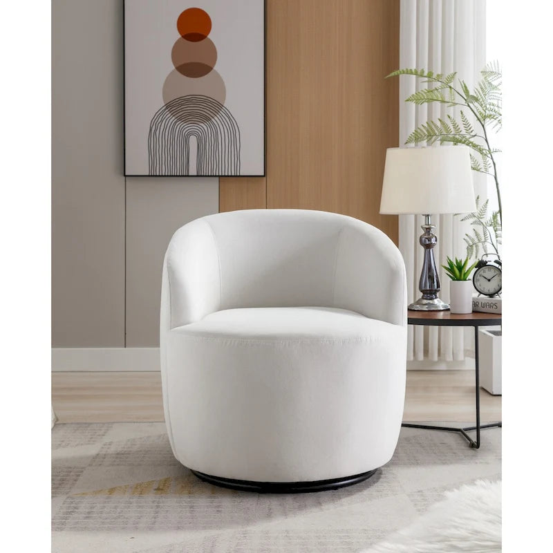 Fauteuil pivotant, Chaise de vanité ronde moderne pour salon, Fauteuil club confortable en velours, Petit canapé individuel