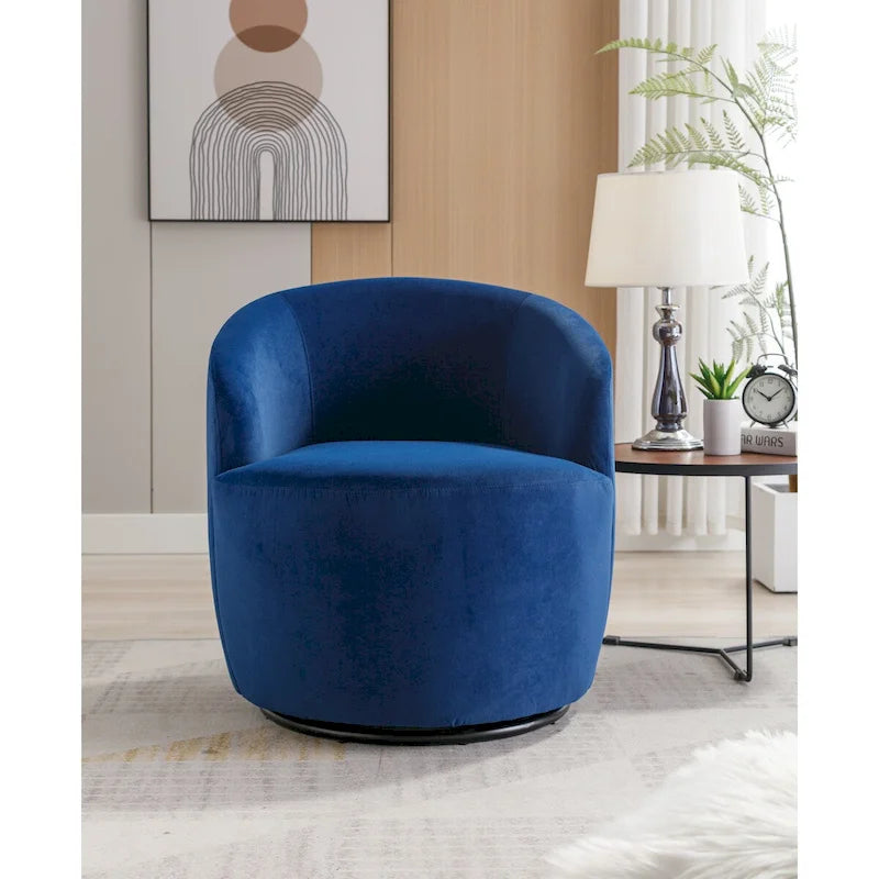 Fauteuil pivotant, Chaise de vanité ronde moderne pour salon, Fauteuil club confortable en velours, Petit canapé individuel