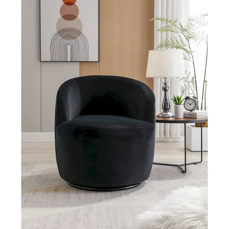 Fauteuil pivotant, Chaise de vanité ronde moderne pour salon, Fauteuil club confortable en velours, Petit canapé individuel