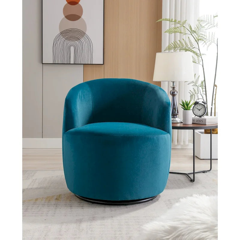 Fauteuil pivotant, Chaise de vanité ronde moderne pour salon, Fauteuil club confortable en velours, Petit canapé individuel